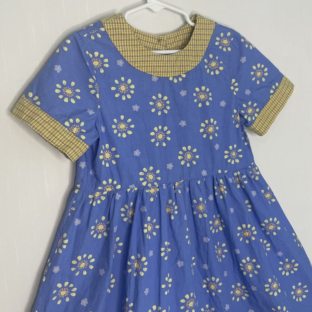 Vintage CC Bates Cotton Plaid Floral Short Sleeve Dress Size 5/6 - Picture 2 of 10